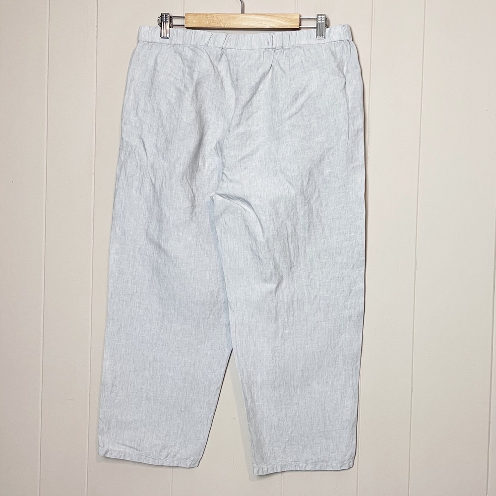 J.Jill Love Linen Gray Cropped Wide Leg Pants Medium pull-on‎ lagenlook coastal - Picture 6 of 10